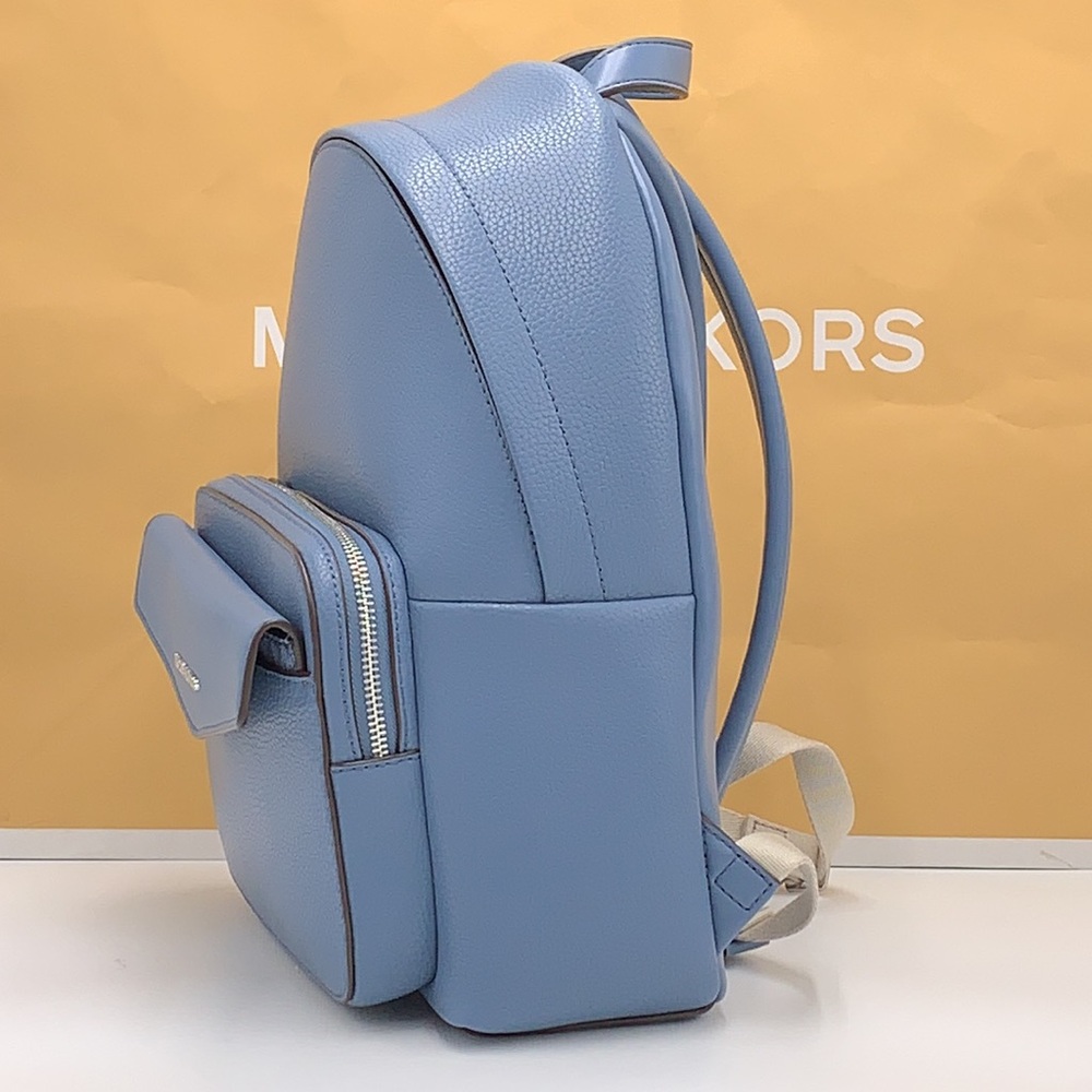 MICHAEL KORS Maisie Medium Pebbled Leather 2-in-1 Backpack DENIM COLOR - Picture 7 of 16